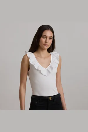 Ralph Lauren Mouwloze katoenen top met ruches