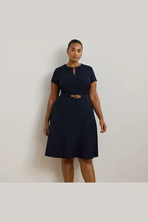 Ralph Lauren Plus Size - Georgette jurk met riem