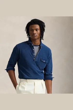 Ralph Lauren Indigo geverfd mesh Polo-shirt