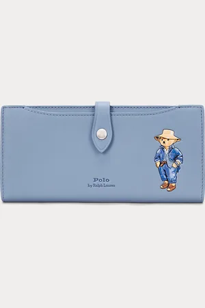 Ralph Lauren Leren portemonnee met knoop en Polo Bear