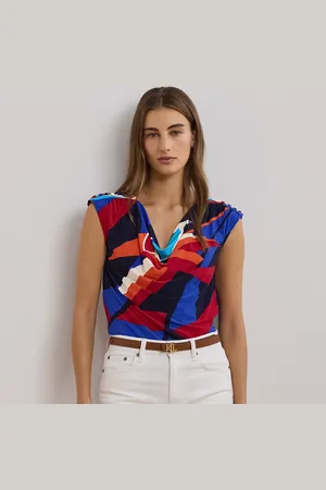 Ralph Lauren Mouwloze jersey top met watervalhals