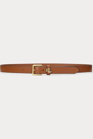 Ralph Lauren Smalle leren riem met logo op de houder