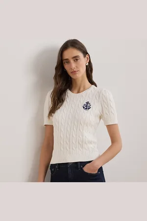 Ralph Lauren Katoenen kabeltrui met korte mouwen
