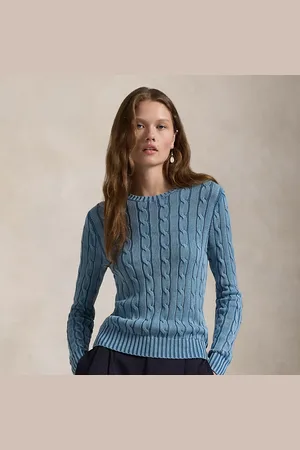 Ralph Lauren Katoenen kabeltrui met elleboogpatches
