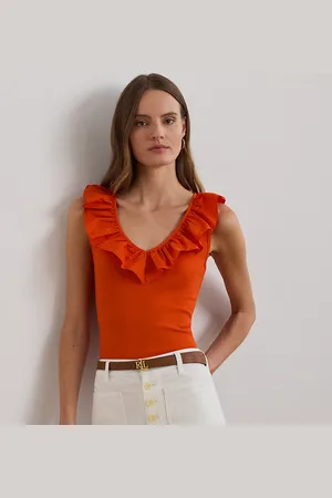 Ralph Lauren Mouwloze katoenen top met ruches