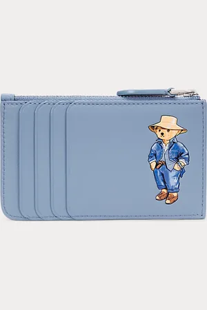 Ralph Lauren Leren kaarthouder met rits en Polo Bear
