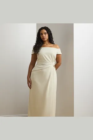 Ralph Lauren Plus Size - Crêpe jurk met blote schouders