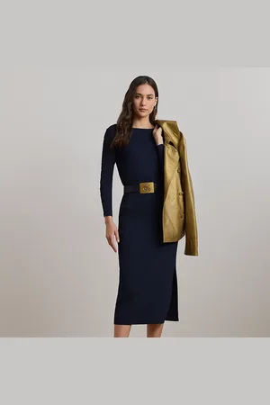 Ralph Lauren Ribstructuur halflange kokerrok