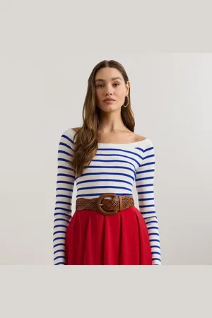 Ralph Lauren Gestreepte trui met ballerina-halslijn