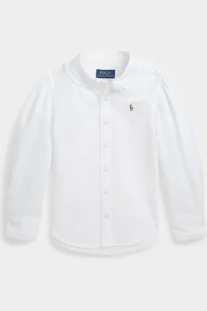 Ralph Lauren Katoenen Oxford overhemd met ruches
