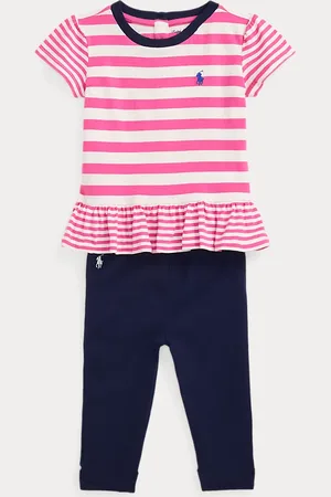 Ralph Lauren Gestreept jersey peplum shirt en legging