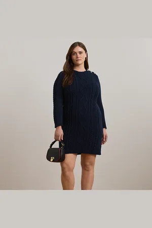 Ralph Lauren Plus Size - Ierse Aran gebreide jurk met knoop