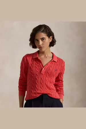 Ralph Lauren Kabelgebreid Polo-shirt met lange mouw