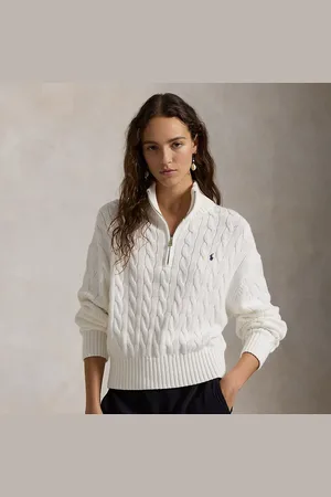 Ralph Lauren Katoenen kabeltrui met kwartrits