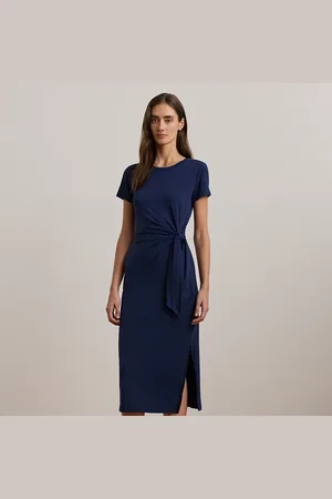Ralph Lauren Mouwloze jersey jurk met strik voor