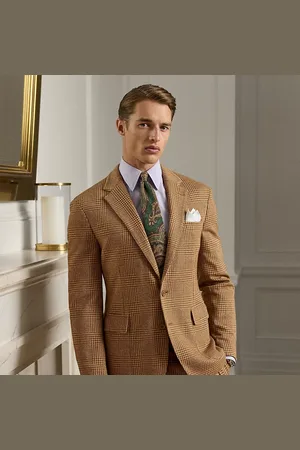 Ralph Lauren Hadley handgemaakt geruit jersey colbert