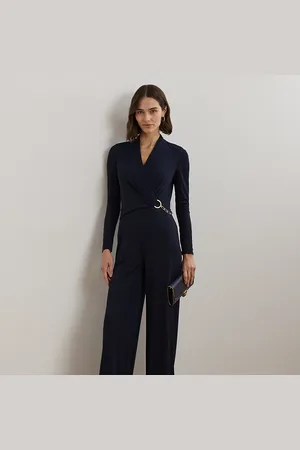 Ralph Lauren Jersey jumpsuit met overslag en ketting