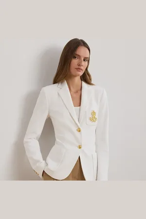 Ralph Lauren Jacquard blazer met goudkleurige patch