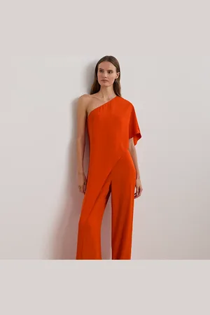 Ralph Lauren Georgette one-shoulder jumpsuit met cape