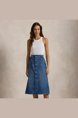 Ralph Lauren Denim midirok met A-lijn