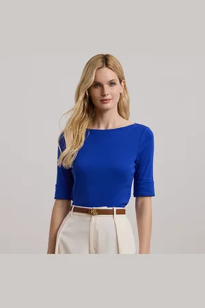 Ralph Lauren Stretchkatoenen T-shirt met boothals