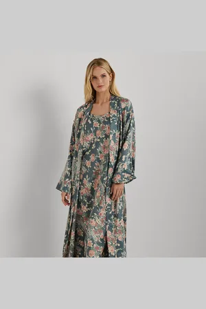 Ralph Lauren Lange gebloemde satijnen badjas met riem