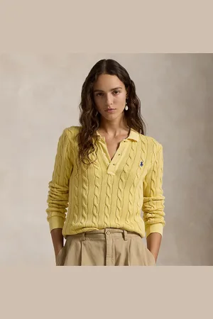 Ralph Lauren Kabelgebreid Polo-shirt met lange mouw