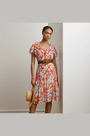 Ralph Lauren Gebloemde georgette jurk met vlindermouw