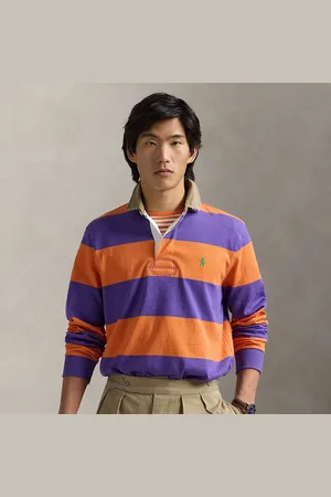 Ralph Lauren Classic fit rugbyshirt met kaki kraag