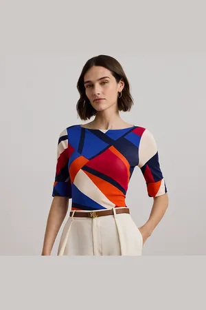Ralph Lauren Stretchkatoenen T-shirt met boothals