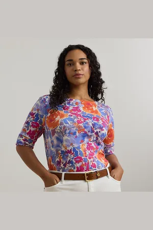 Ralph Lauren Plus Size - Gebloemd stretchkatoenen T-shirt