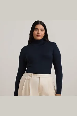 Ralph Lauren Plus Size - Trui met turtleneck van zijdemix
