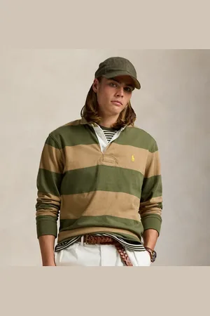 Ralph Lauren Classic fit rugbyshirt met kaki kraag