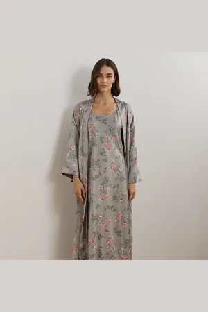 Ralph Lauren Lange gebloemde satijnen badjas met riem