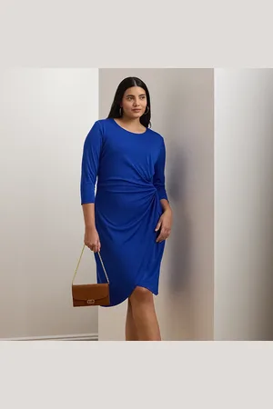 Ralph Lauren Plus Size - Stretchjersey jurk met gedraaid accent