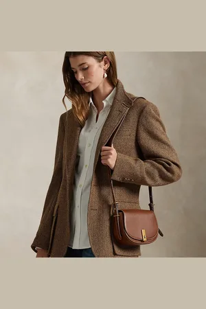 Ralph Lauren Kalfsleren Polo ID Mini Saddle tas