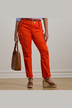 Ralph Lauren Plus Size - Katoenen satinet cargobroek