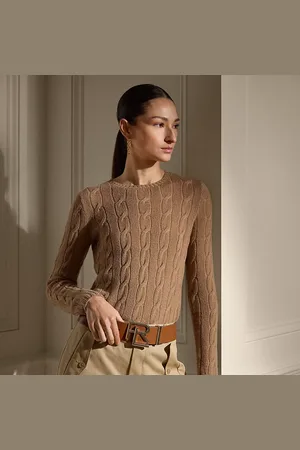Ralph Lauren Kasjmier kabeltrui met ronde hals