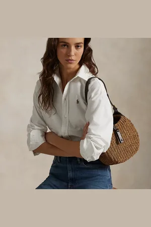 Ralph Lauren Kleine raffia Polo ID Shoulder tas