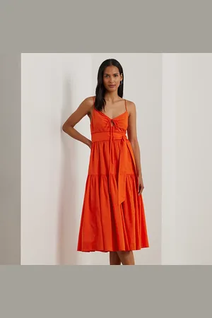 Ralph Lauren Mouwloze katoenen voile jurk met riem