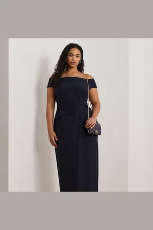Ralph Lauren Plus Size - Crêpe jurk met blote schouders