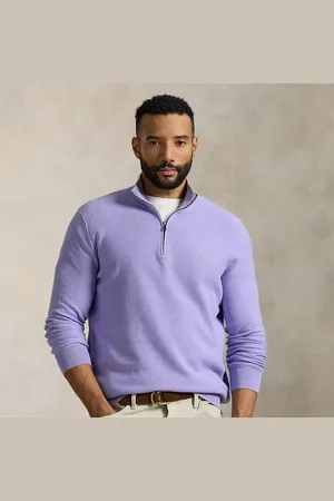 Ralph Lauren Grotere Maten - Mesh-gebreide katoenen trui kwartrits