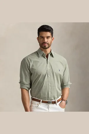 Ralph Lauren Grotere Maten - Stretch poplin overhemd met gingham-ruit