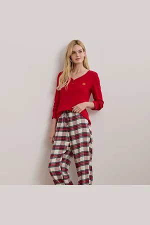 Ralph Lauren Geruite henley-pyjamaset van katoenmix
