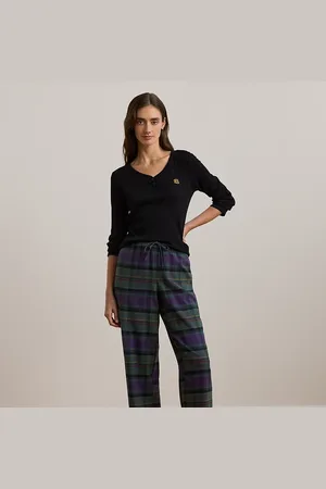Ralph Lauren Geruite henley-pyjamaset van katoenmix