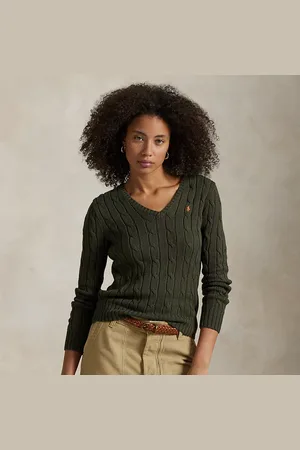 Ralph Lauren Katoenen kabeltrui met V-hals