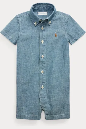 Ralph Lauren Indigo katoenen chambray tuinbroek