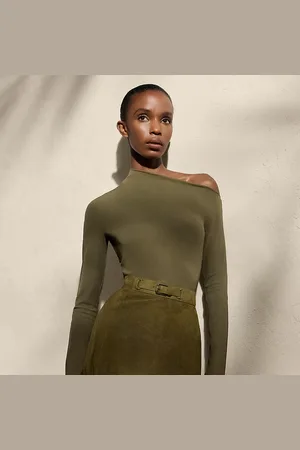 Ralph Lauren Asymmetrische jersey top met lange mouw