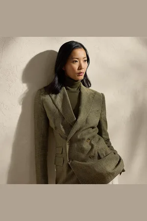 Ralph Lauren Richie tweed blazer met Glen-ruit