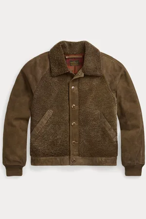 Ralph Lauren Ruw suède jack met lammy inzetstukken